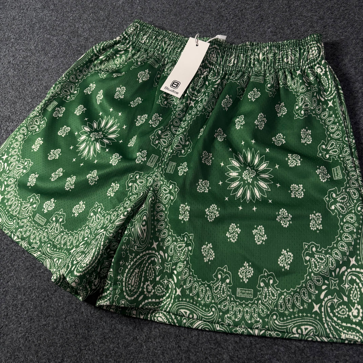 Bravest studios paisley green mesh shorts