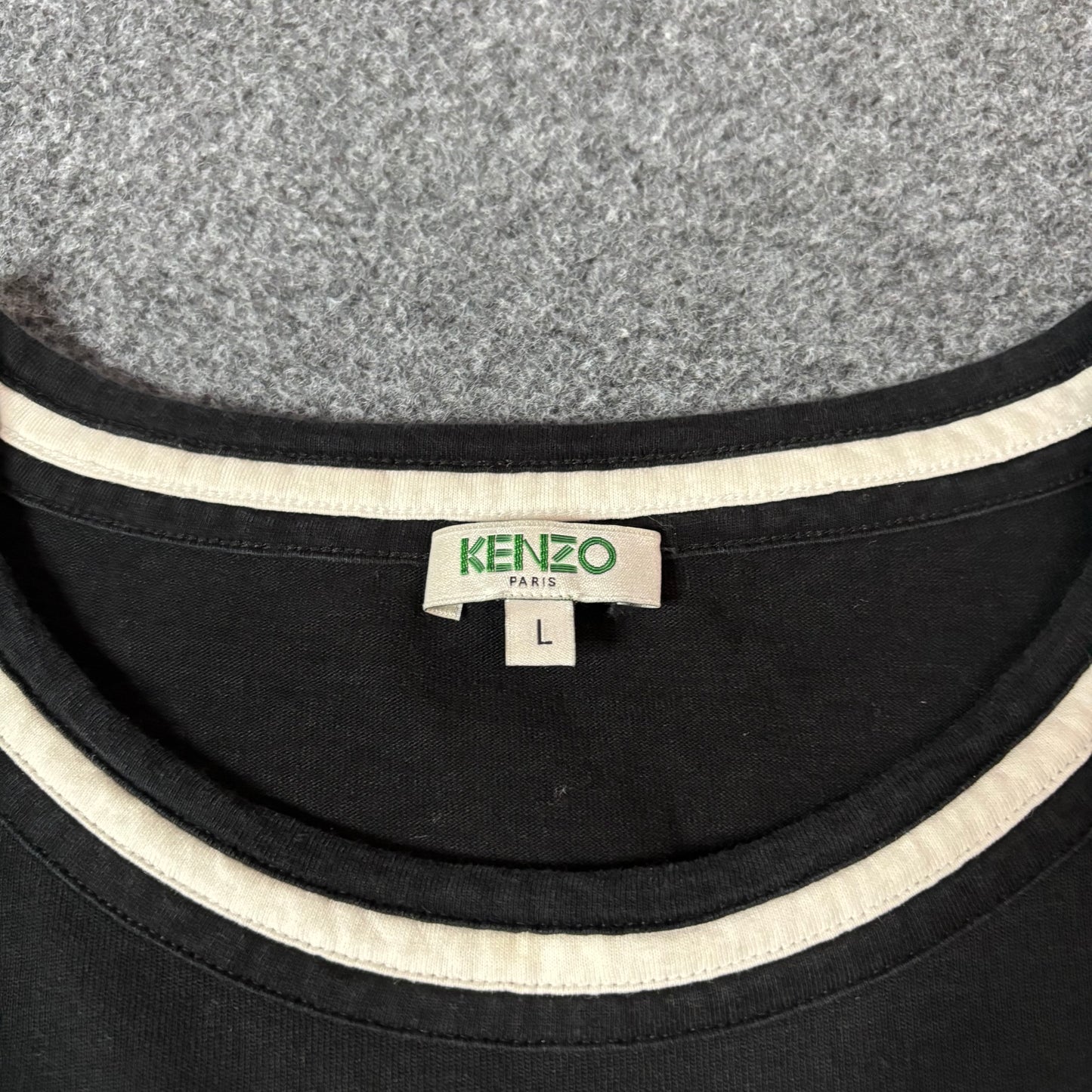Kenzo Paris sleeve print black tee