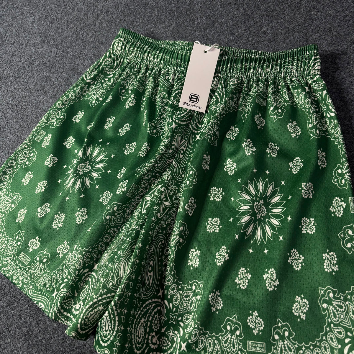 Bravest studios paisley green mesh shorts