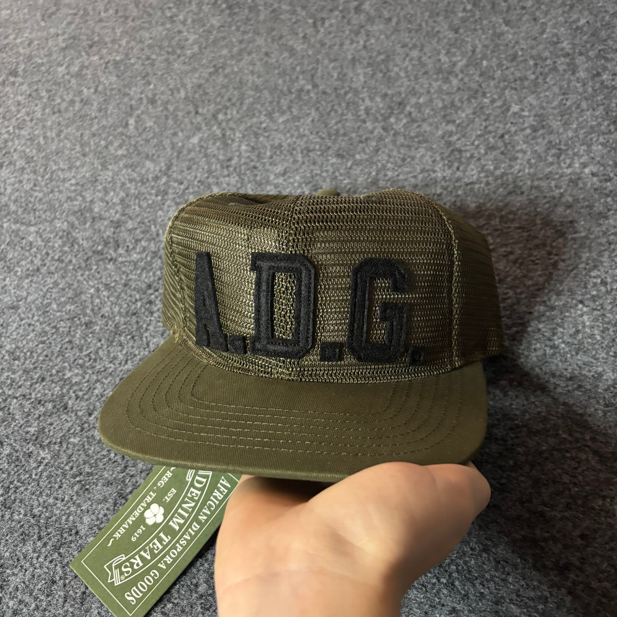 Denim tears ADG mesh cap olive