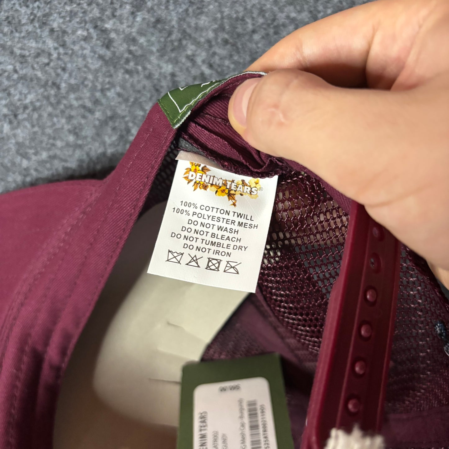Denim Tears ADG mesh cap burgundy