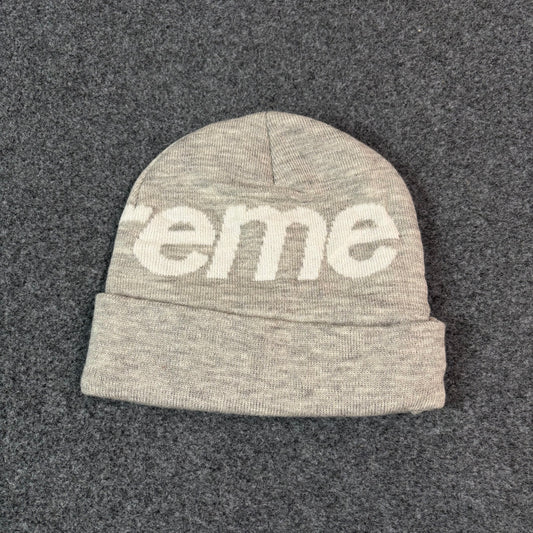Supreme big logo beanie grey