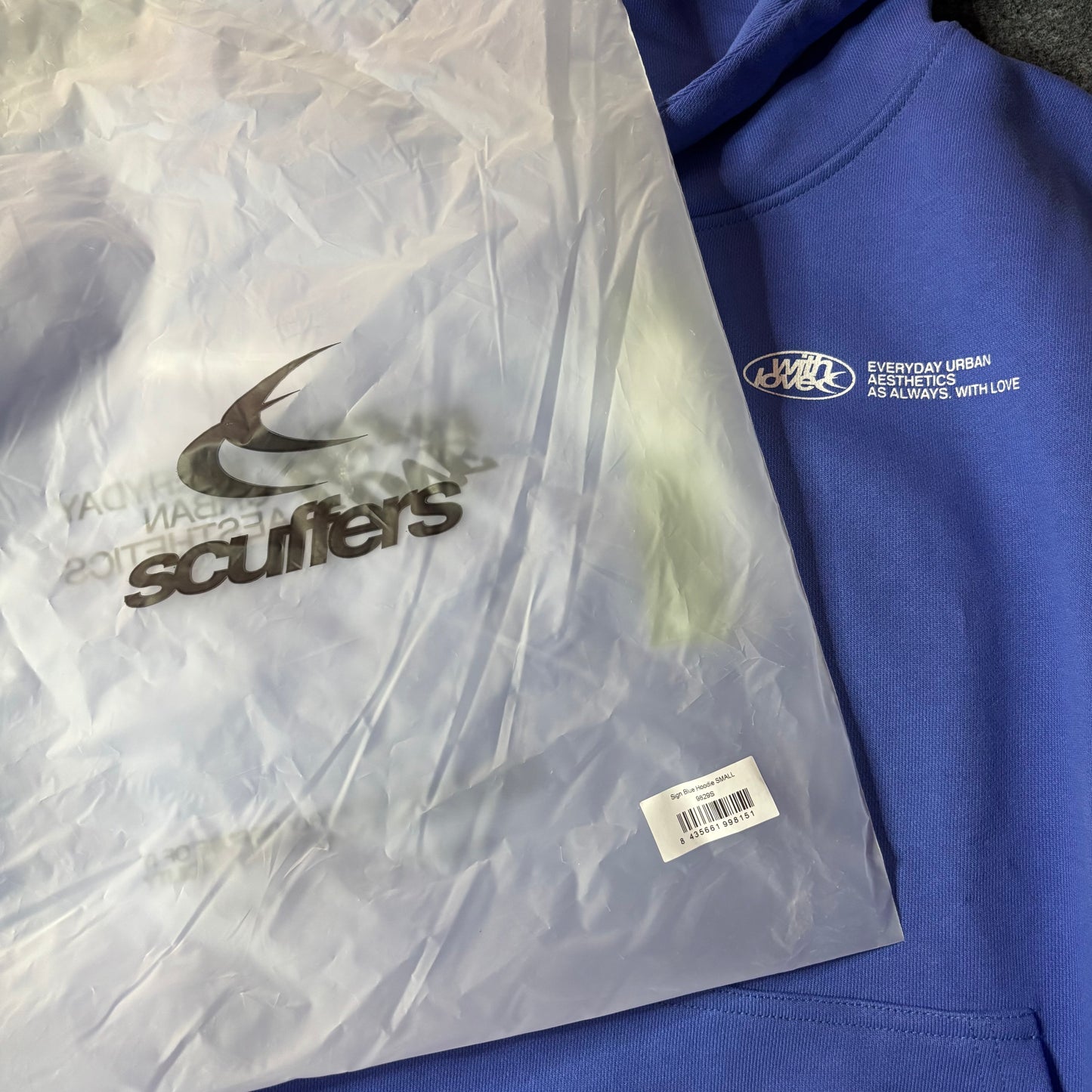 Scuffers with love sign hoodie blue