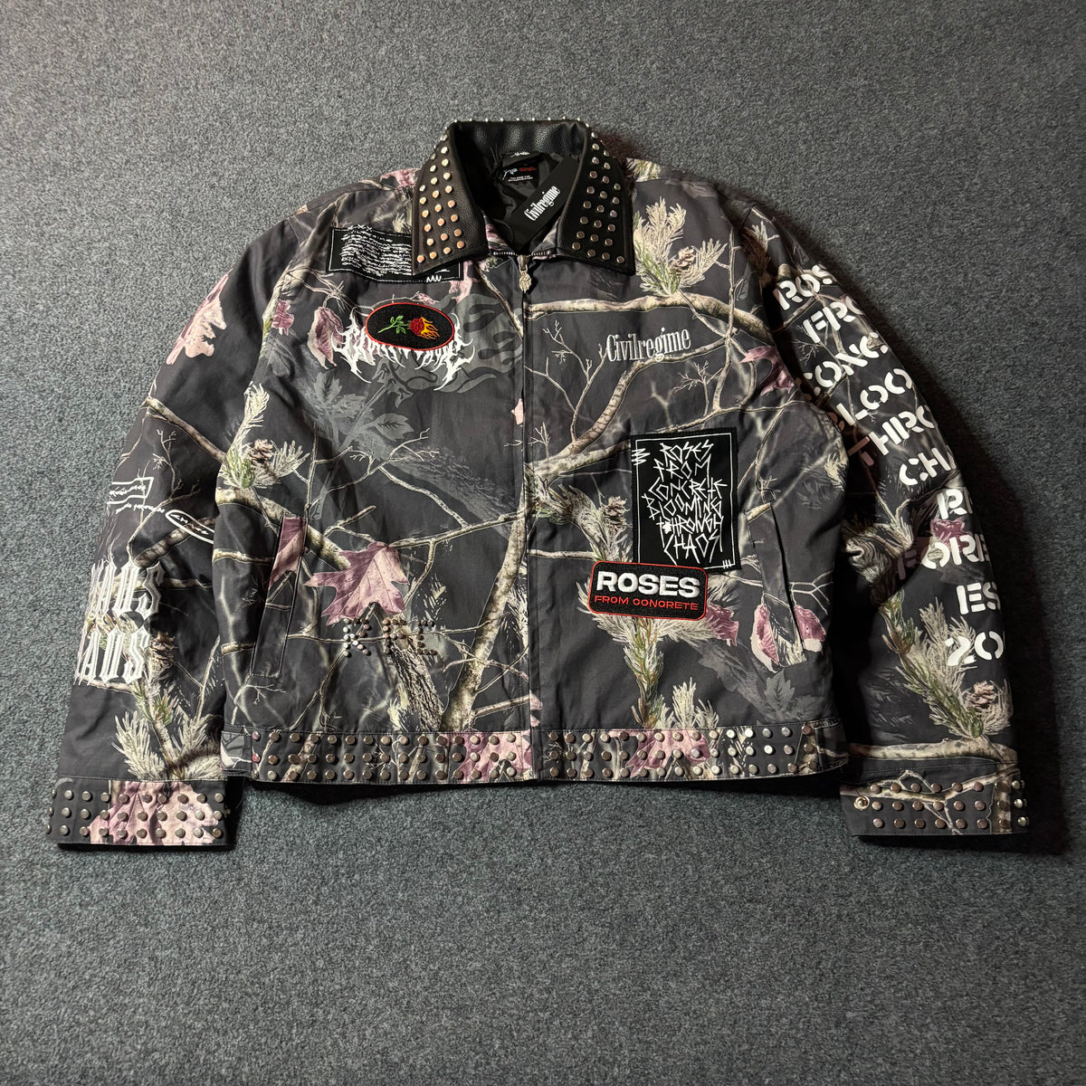 Civil Regime Studded Bankai Camouflage Bomber Jacket