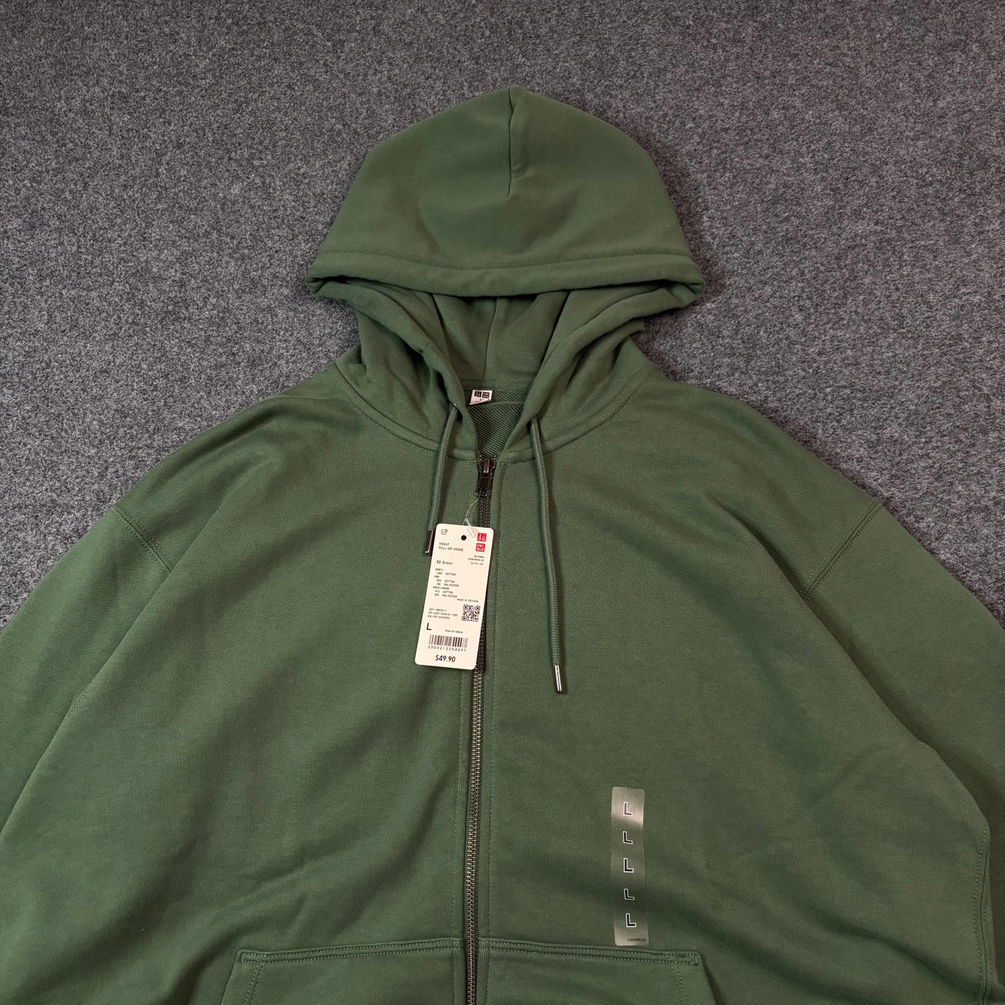 Uniqlo green full zip hoodie