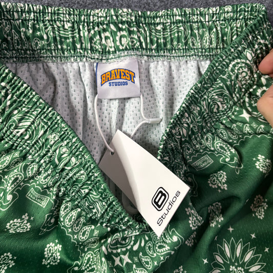 Bravest studios paisley green mesh shorts