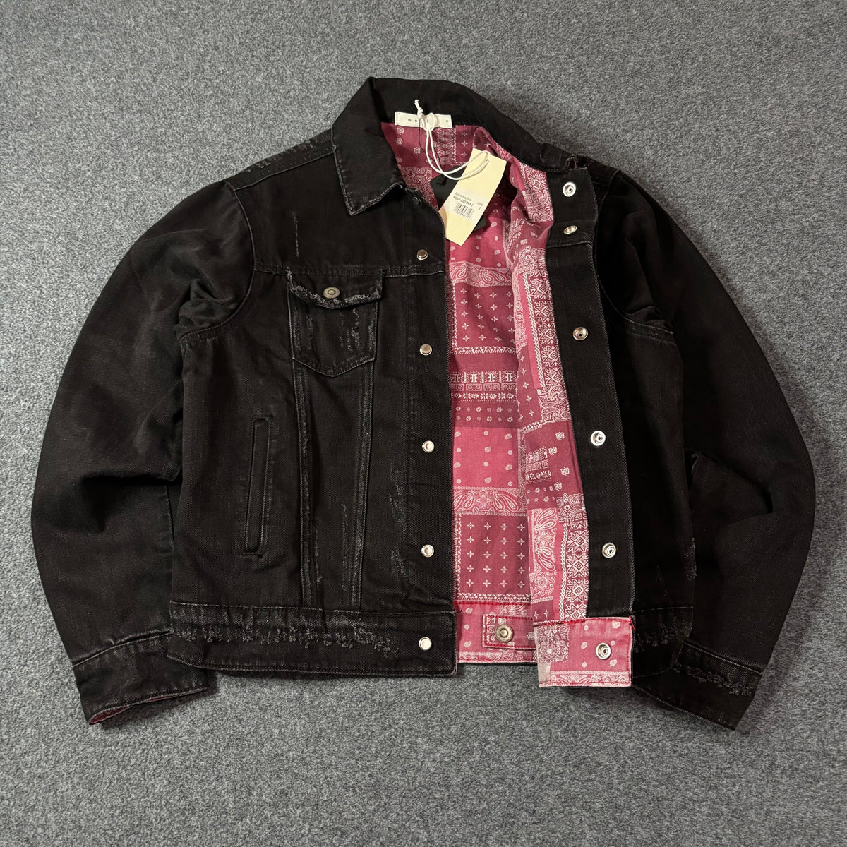 Mnml reversible paisley trucker jacket