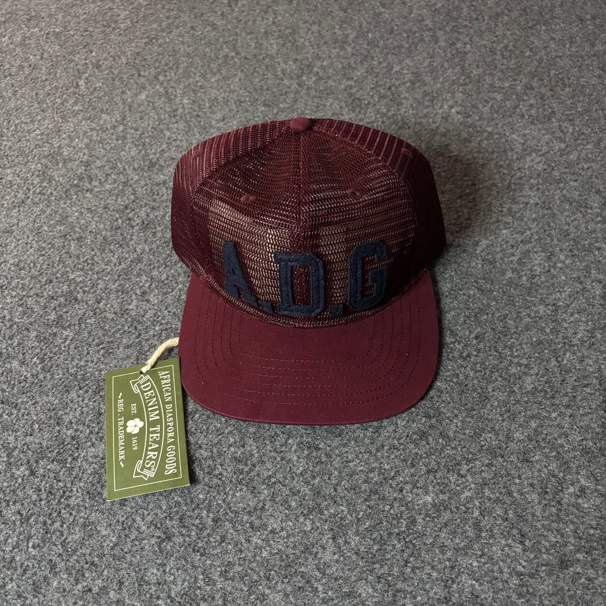 Denim Tears ADG mesh cap burgundy