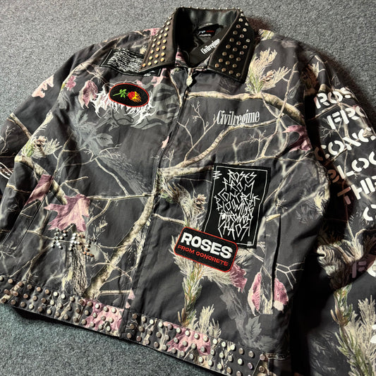 Civil Regime Studded Bankai Camouflage Bomber Jacket
