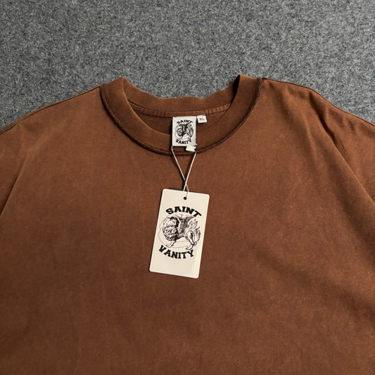 Saint Vanity boxy reversed stitch tee brown