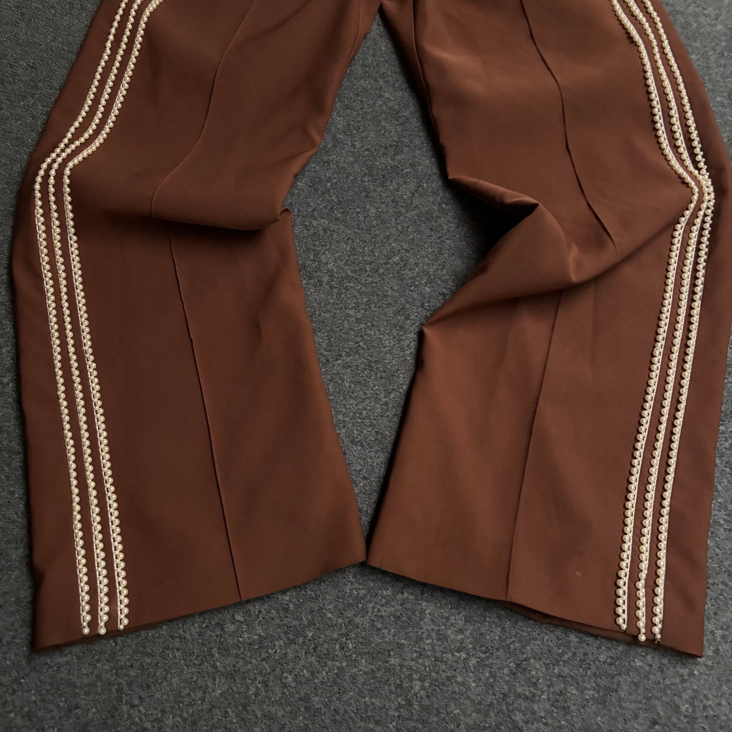 Homme Femme pearls stripes brown tracksuit baggy