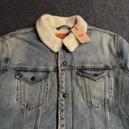 Levis fur denim jacket light blue