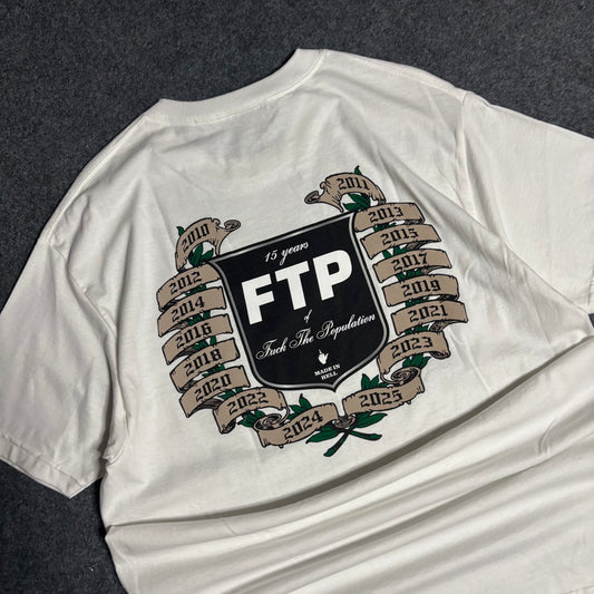 Fuck The Population 15th anniversary white tee