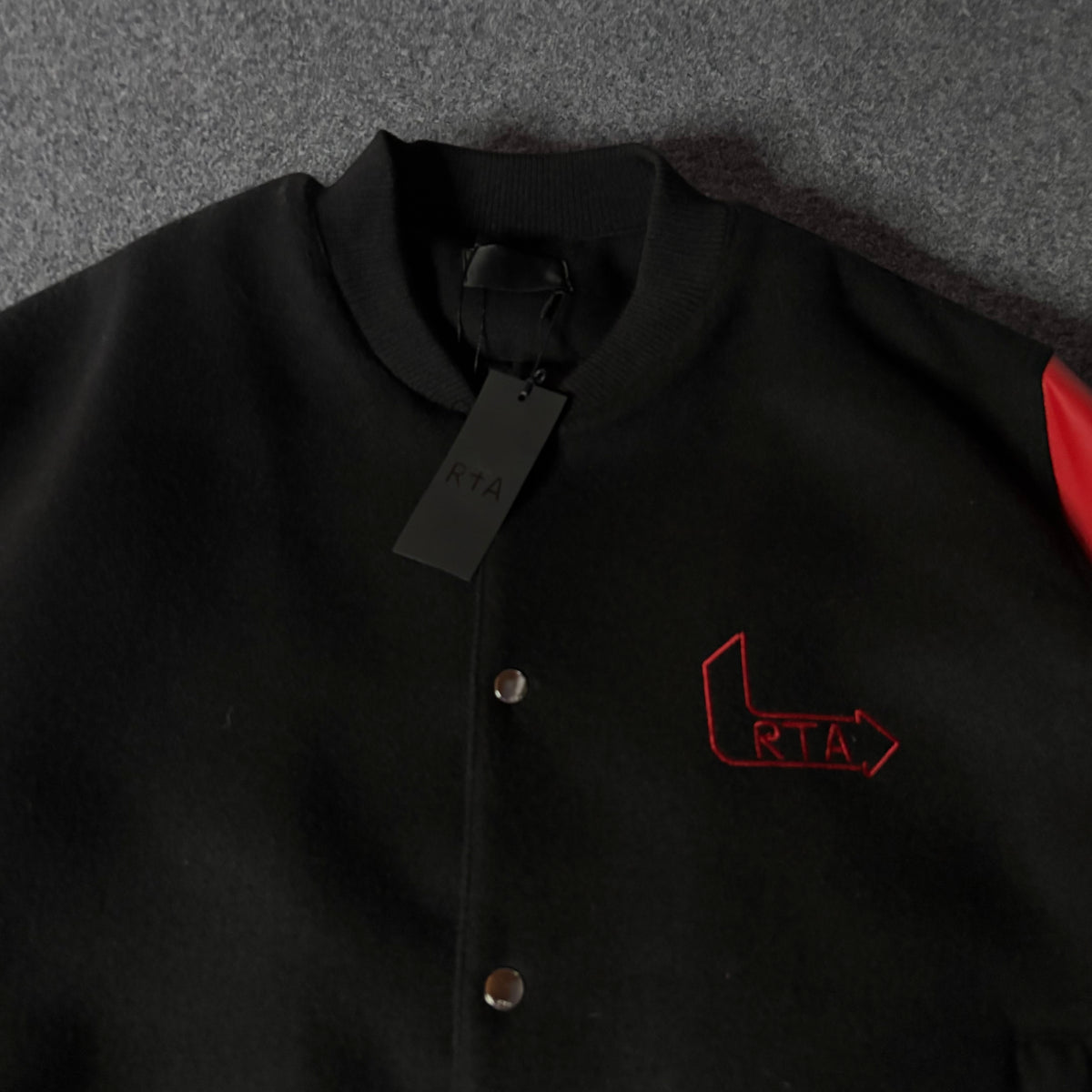 RTA varsity jacket flames logo