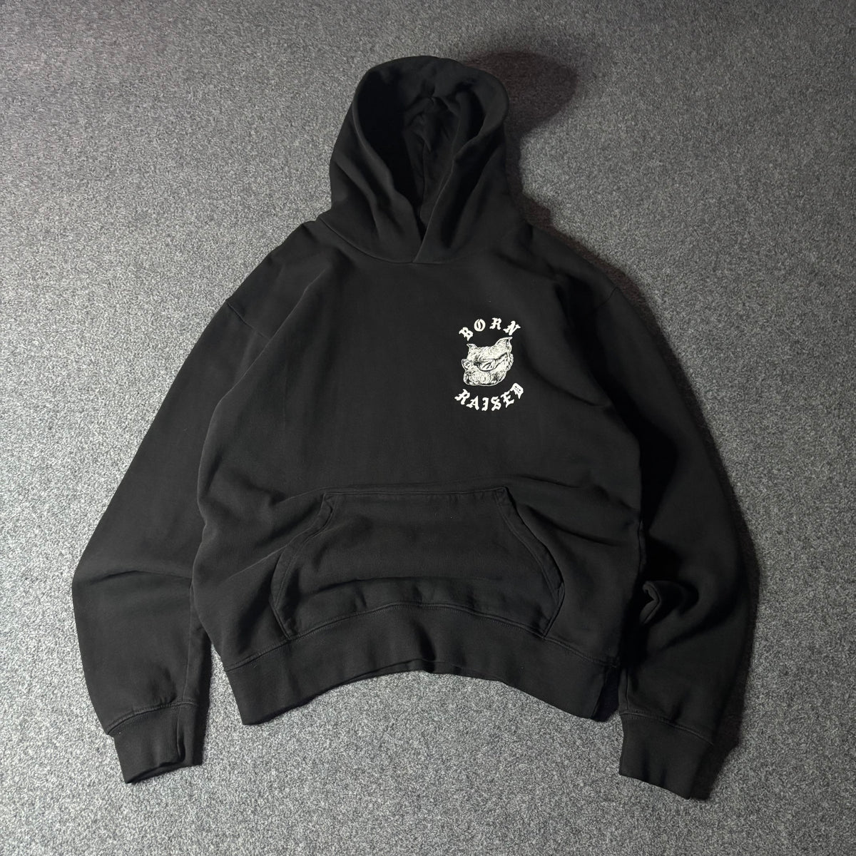 BornxRaised dog hoodie black