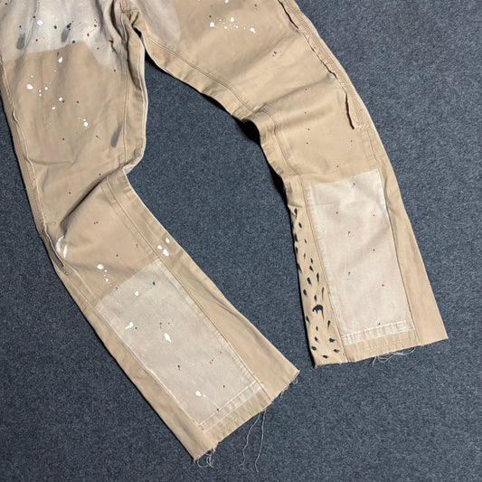 Mnml double knee flared paint splattered pants