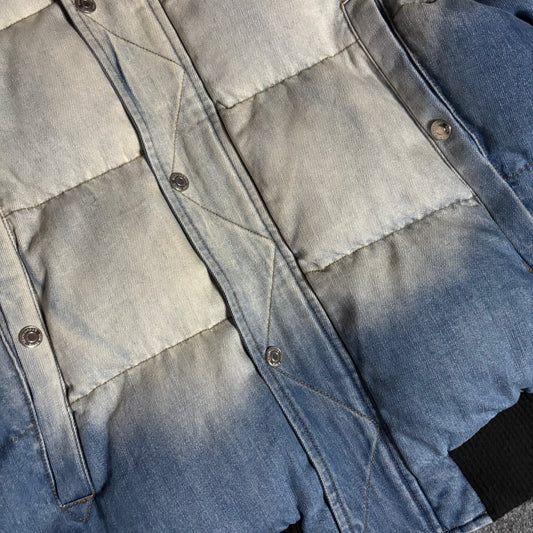 Dsquared2 denim fur collar puffer jacket