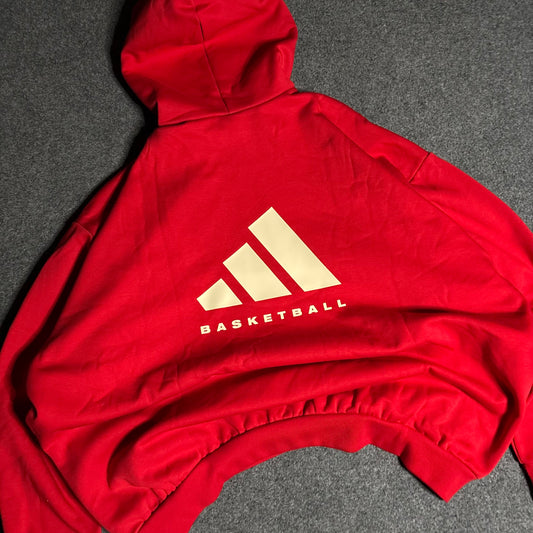 Adidas basketball red oversized hoodie