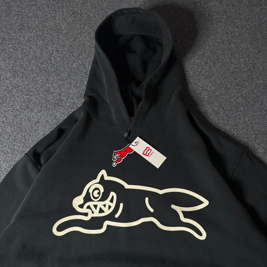 Ice Cream running dog black faded hoodie