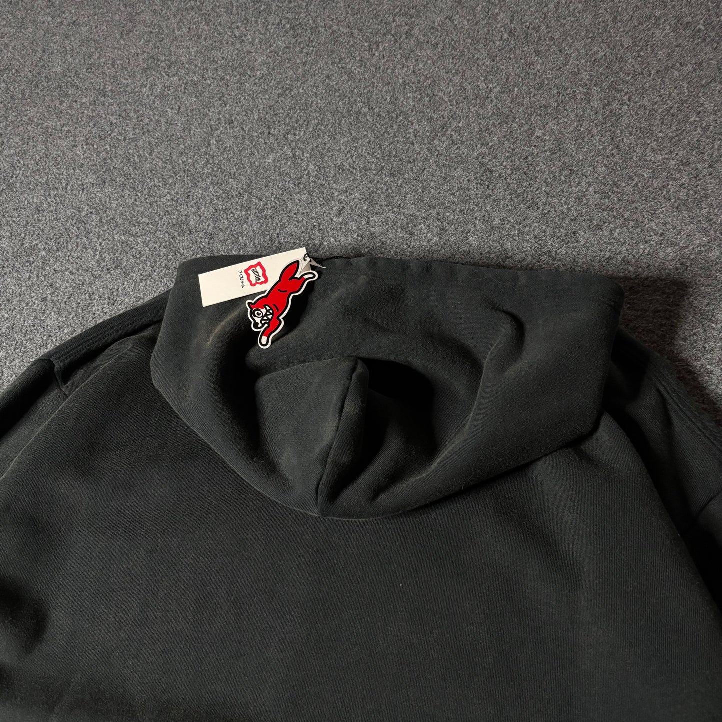 Ice Cream running dog black faded hoodie