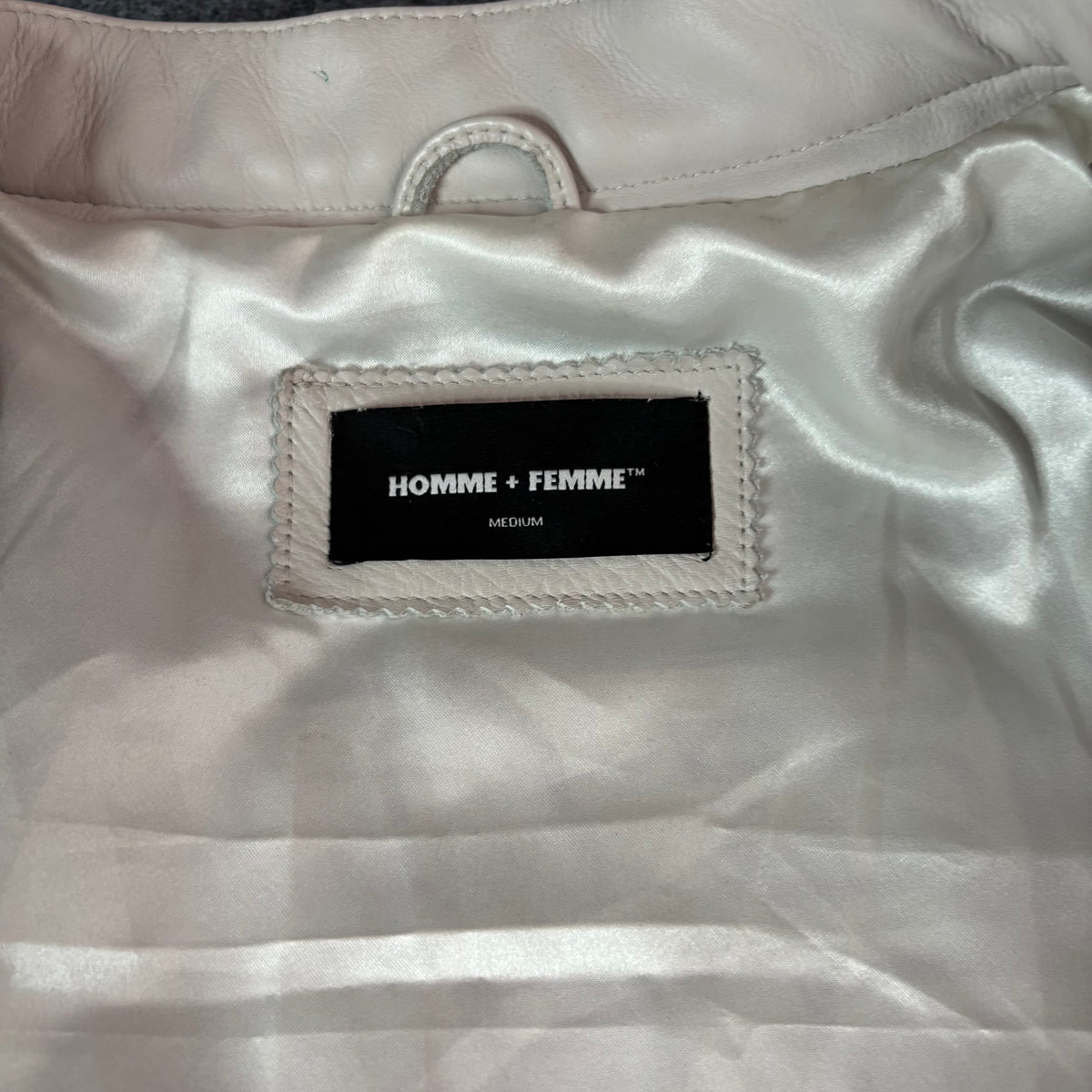 Homme Femme racing leather jacket white