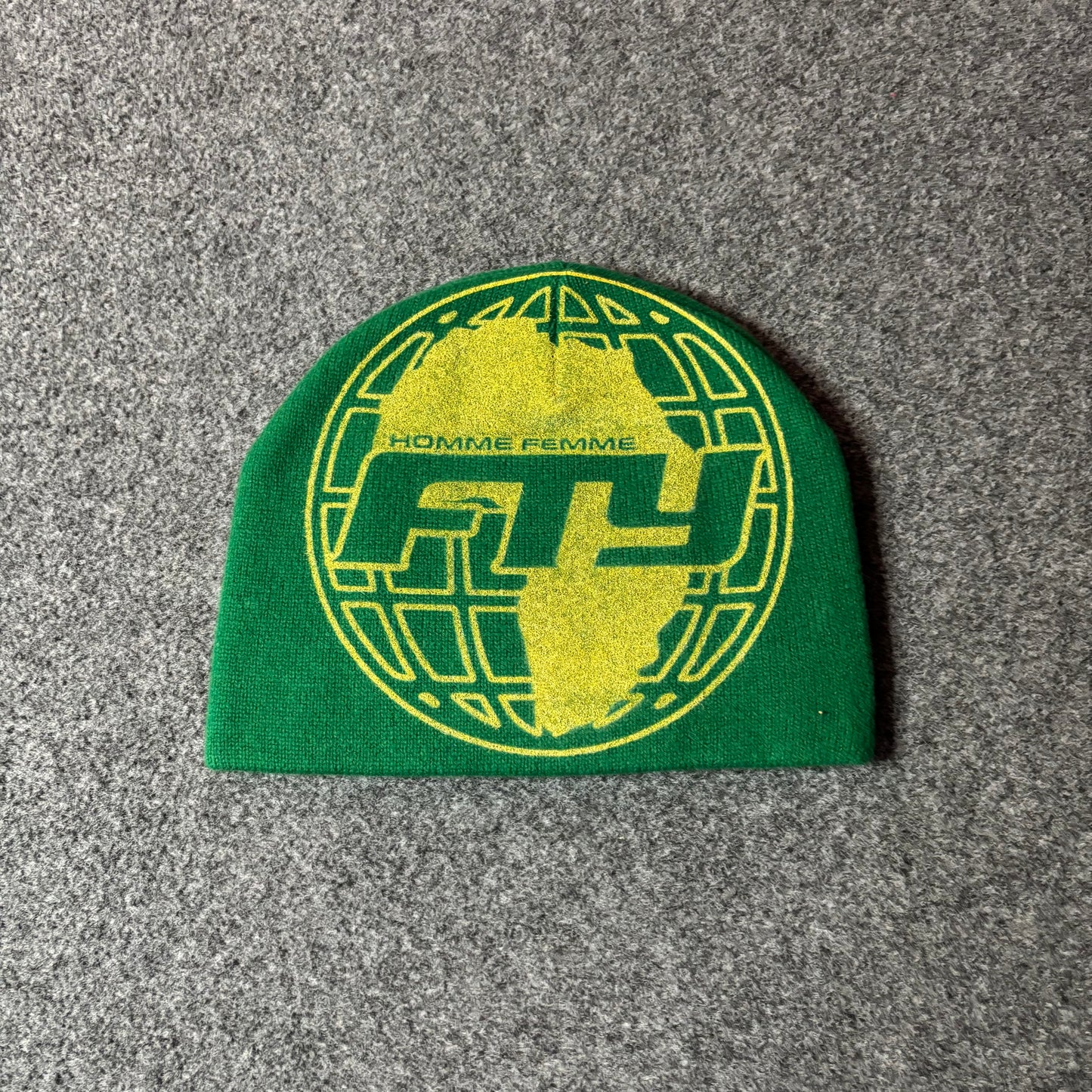 Homme Femme x FTY diaspora skully green/yellow beanie