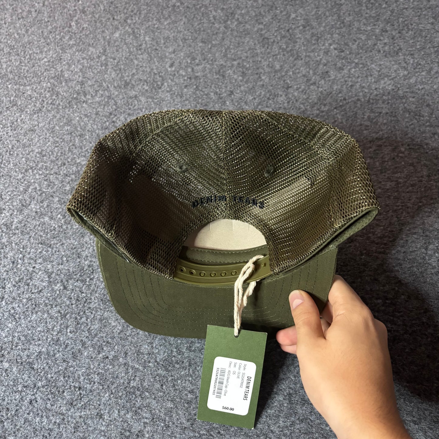 Denim tears ADG mesh cap olive
