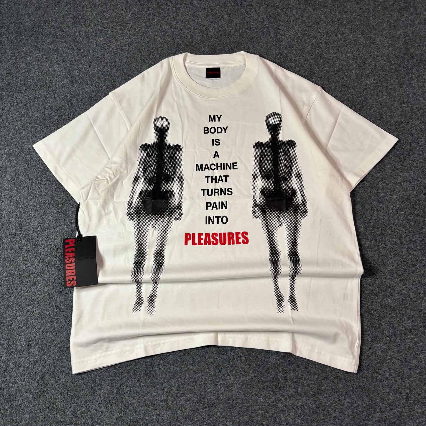 Pleasures machine tee white