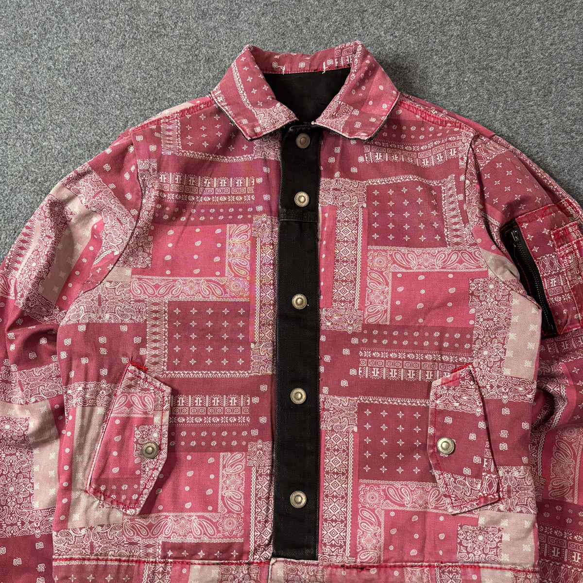 Mnml reversible paisley trucker jacket