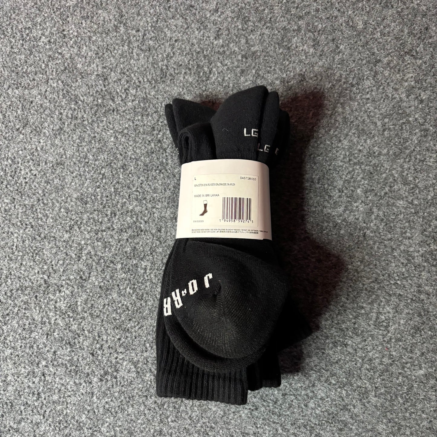 Jordan essentials 3 pack black tall socks