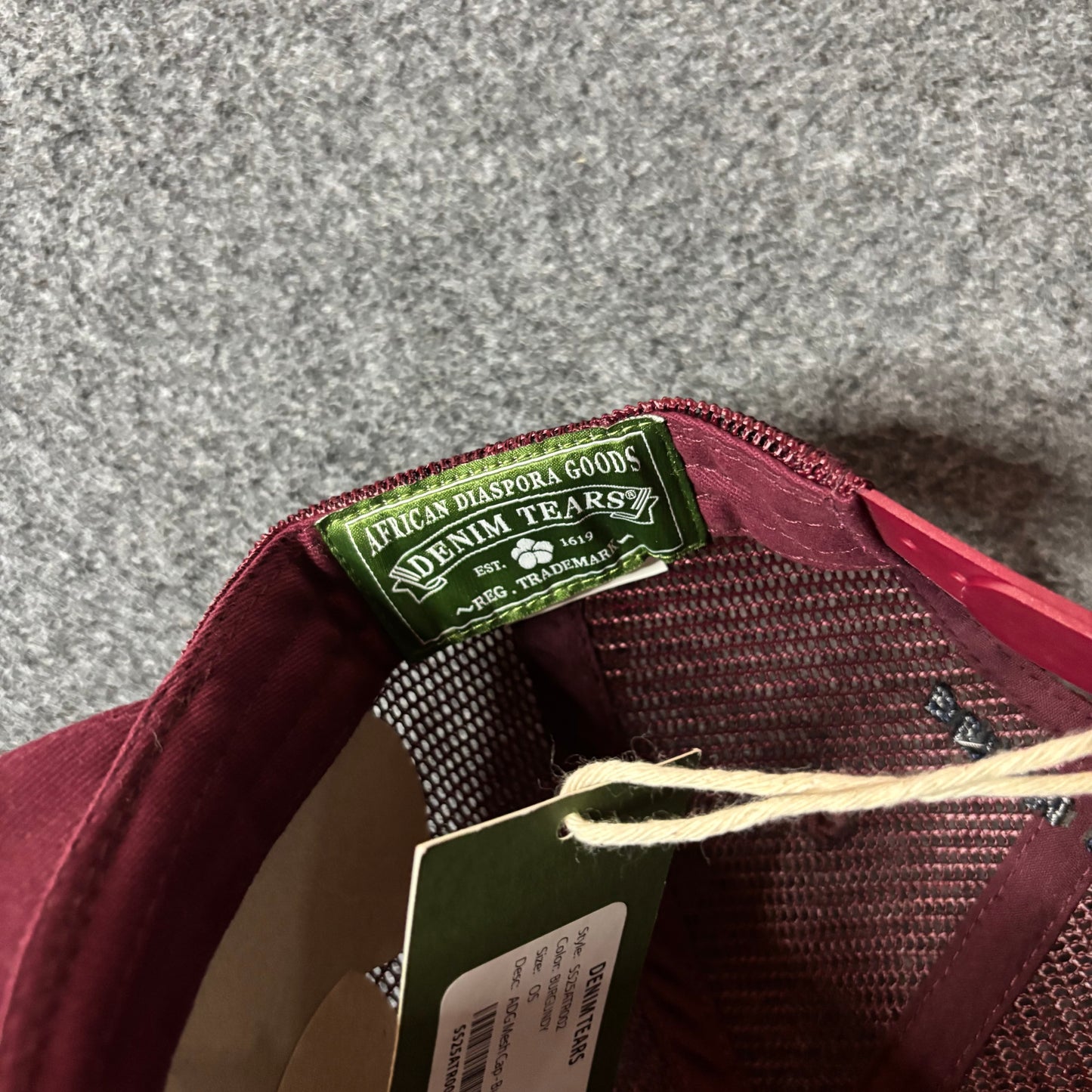 Denim Tears ADG mesh cap burgundy