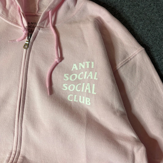 Anti Social Social Club pink zip up hoodie