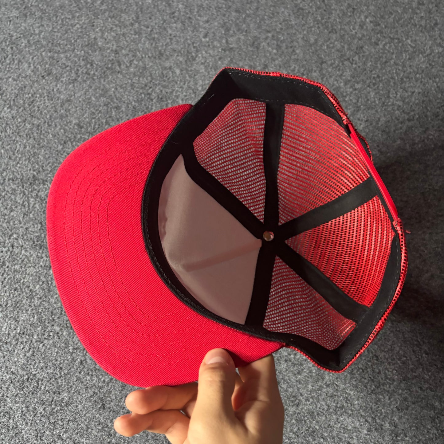 Asap Rocky AWGE rhinestone red trucker hat