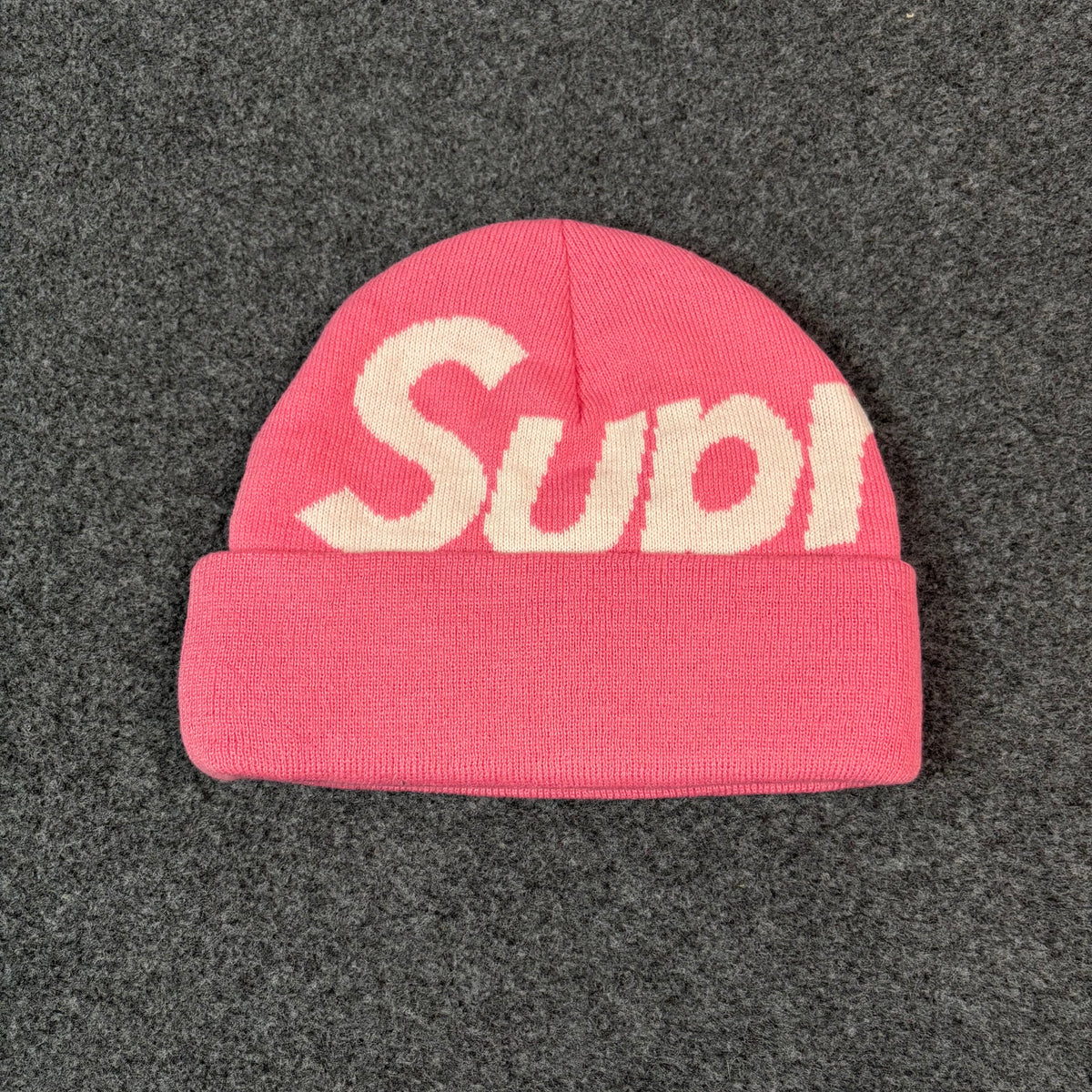 Supreme big logo pink beanie