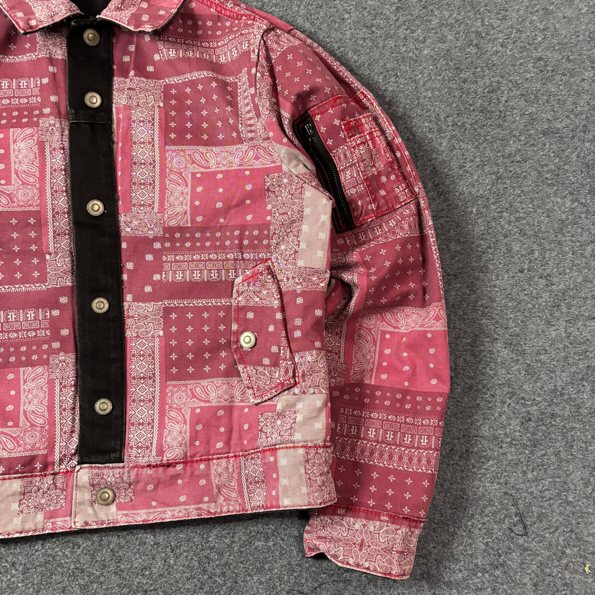 Mnml reversible paisley trucker jacket