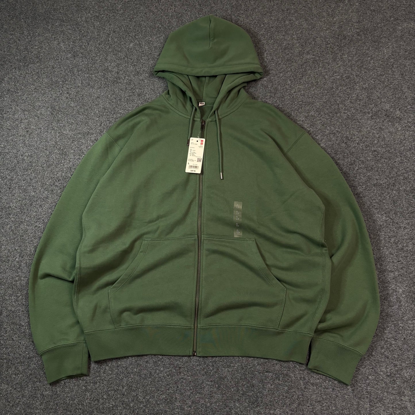 Uniqlo green full zip hoodie