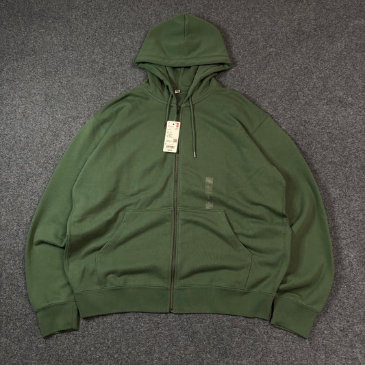Uniqlo green full zip hoodie