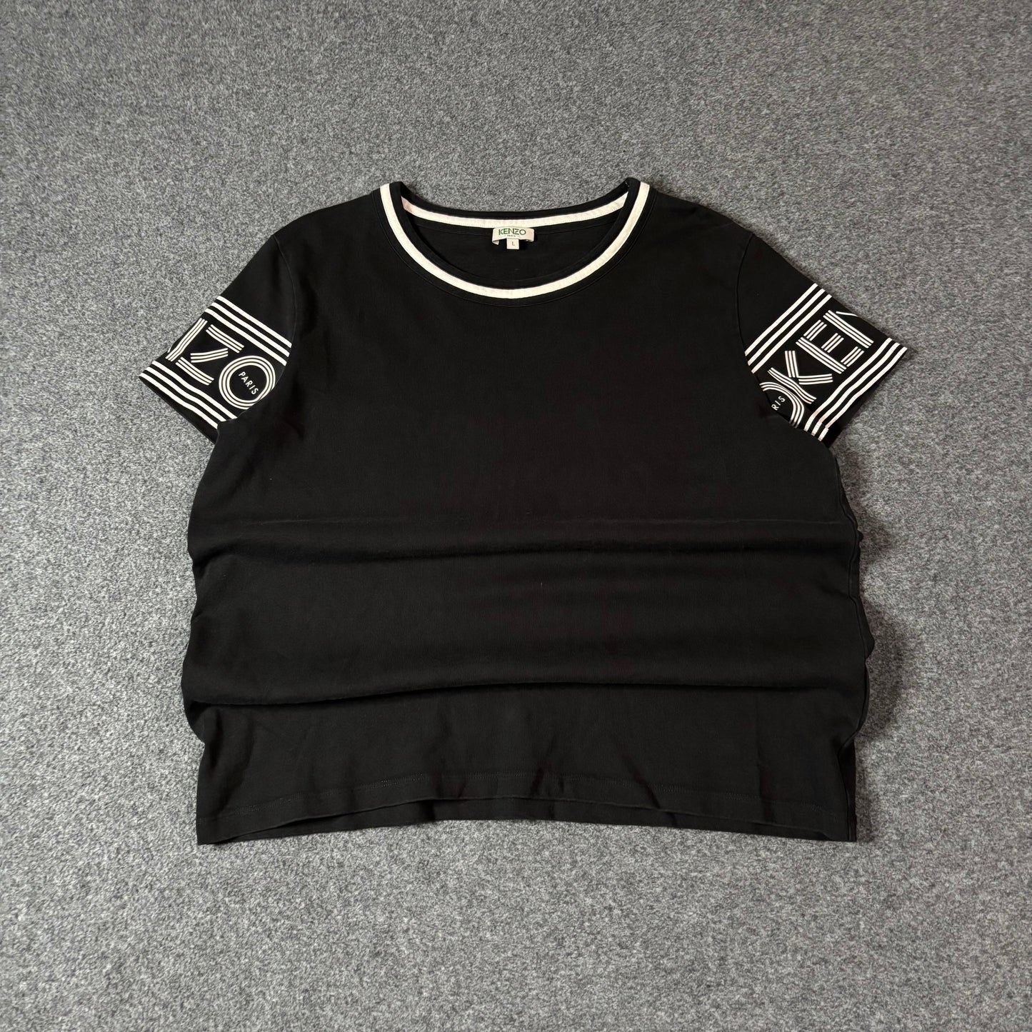 Kenzo Paris sleeve print black tee