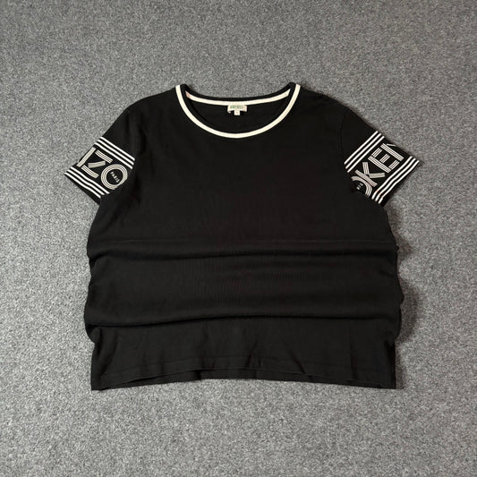 Kenzo Paris sleeve print black tee