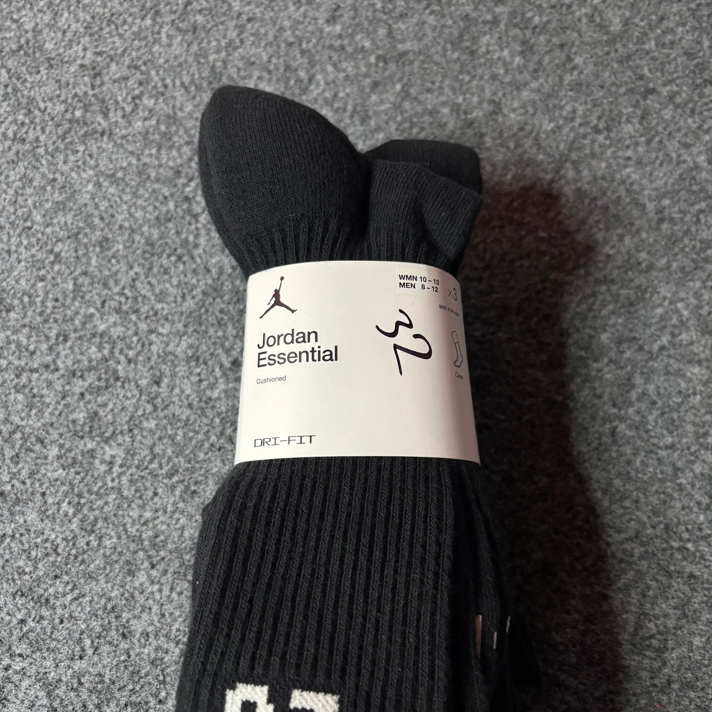 Jordan essentials 3 pack black tall socks