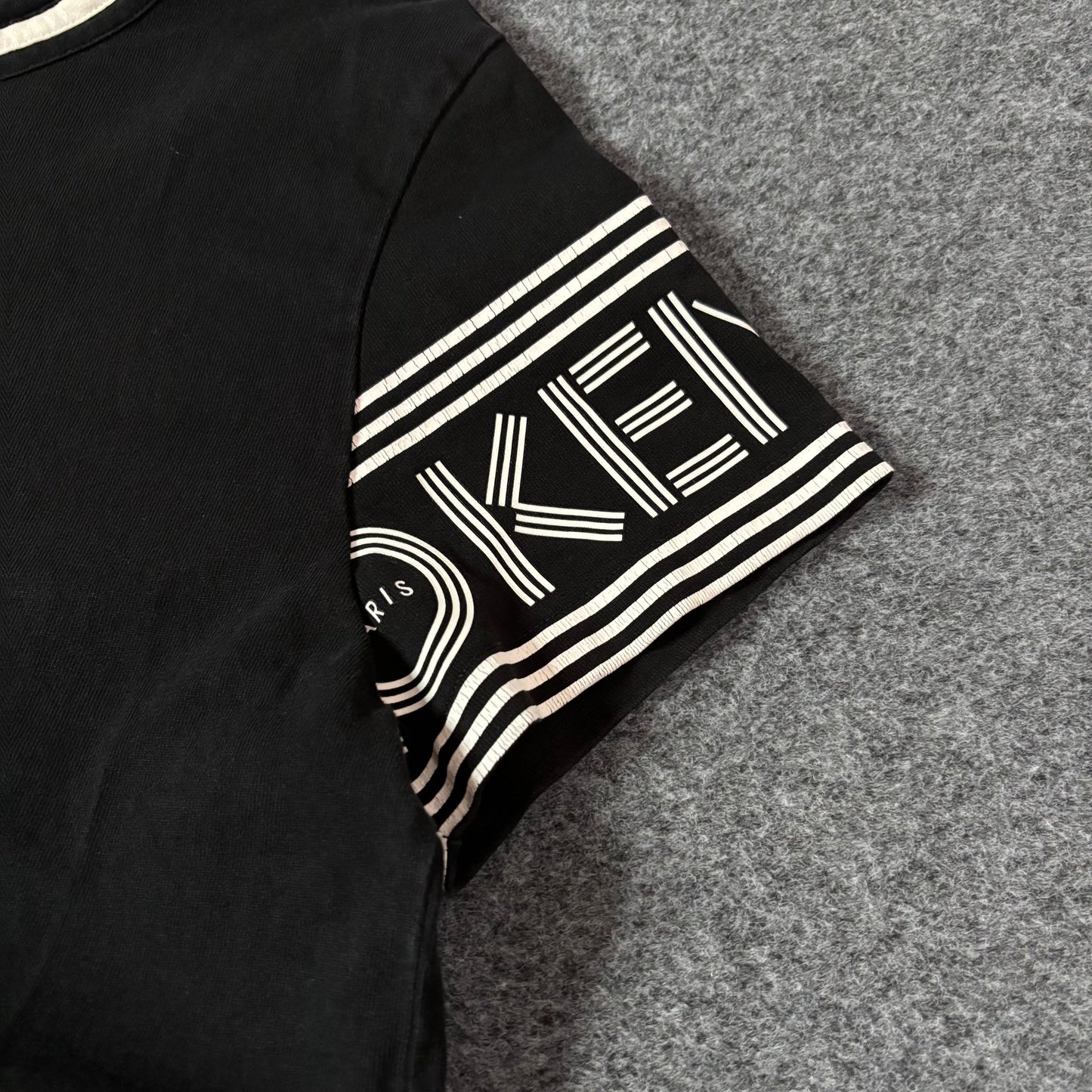Kenzo Paris sleeve print black tee