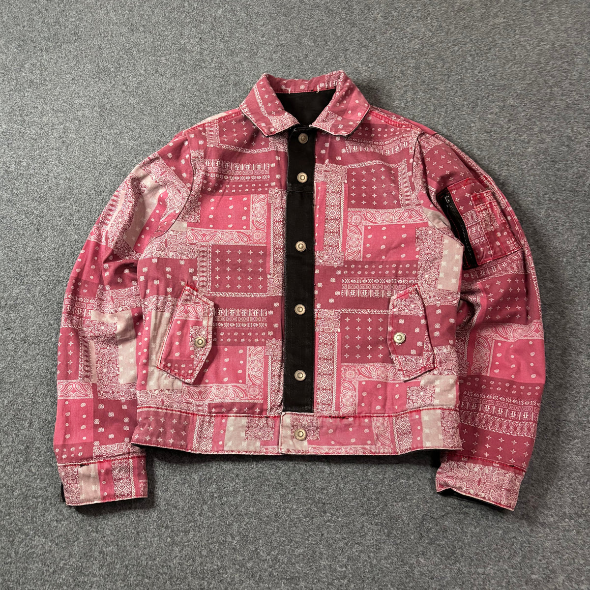 Mnml reversible paisley trucker jacket
