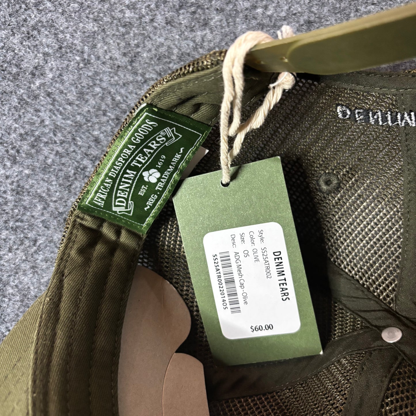 Denim tears ADG mesh cap olive