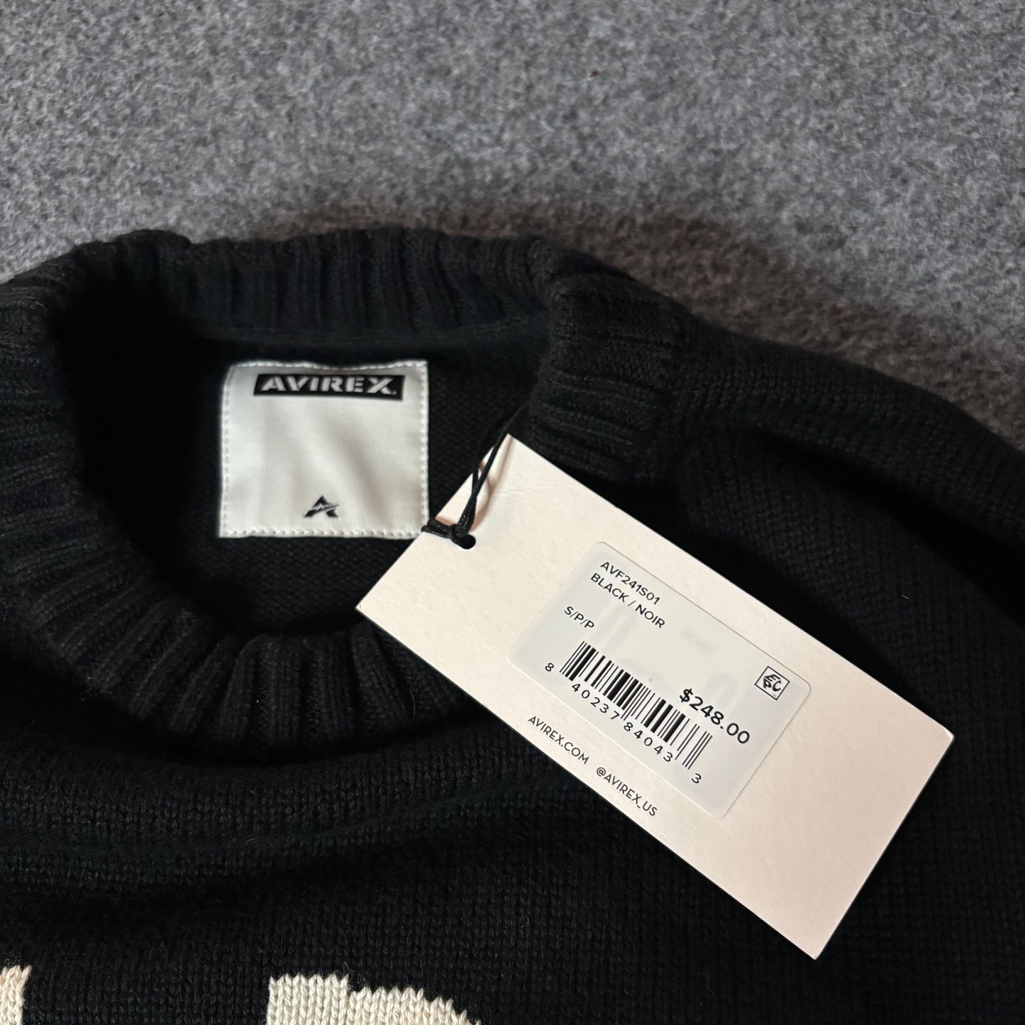 Avirex track field knit sweater black/noir