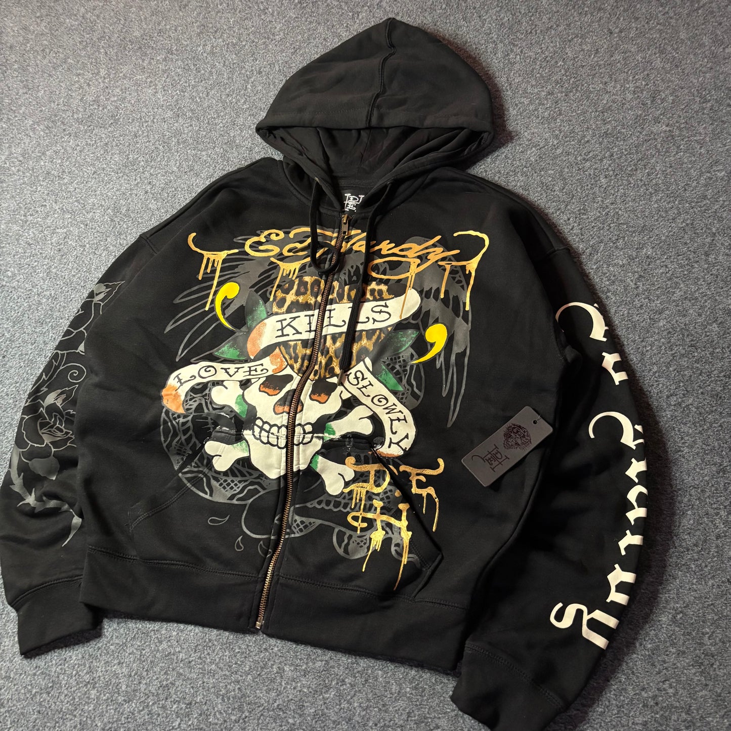 Ed Hardy LKS skull boxy zip hoodie