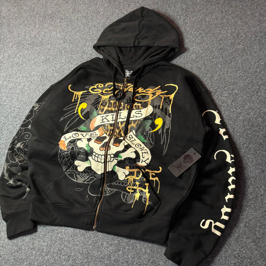 Ed Hardy LKS skull boxy zip hoodie