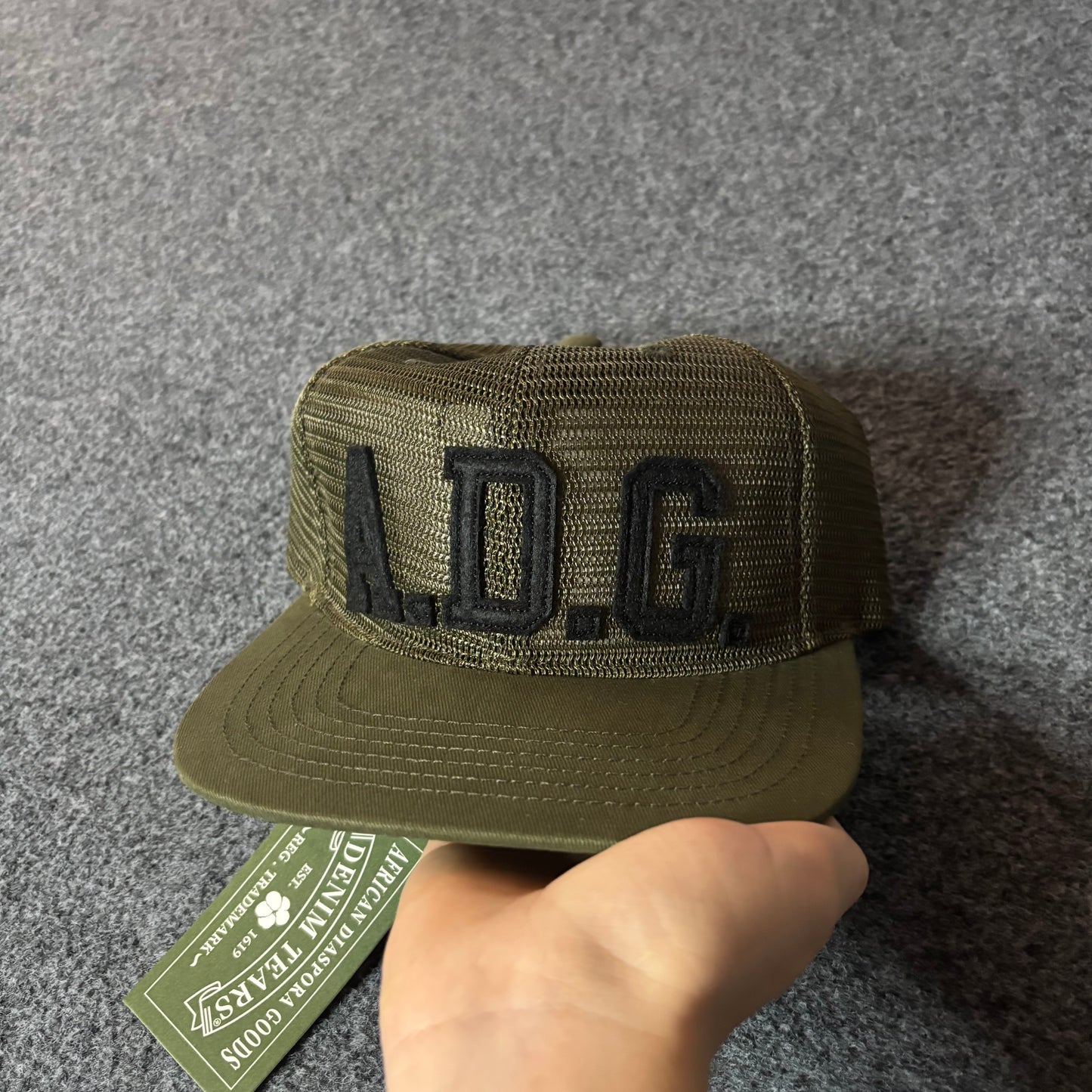 Denim tears ADG mesh cap olive