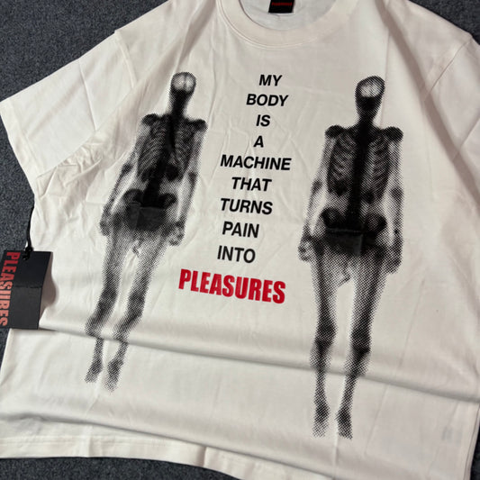 Pleasures machine tee white