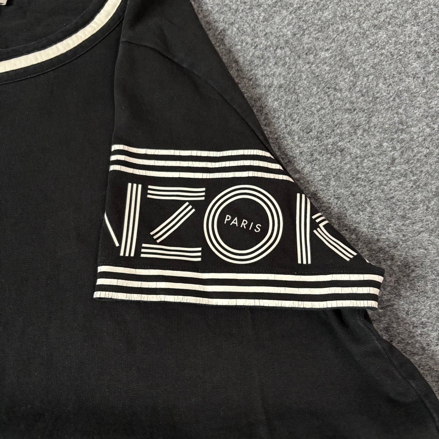 Kenzo Paris sleeve print black tee