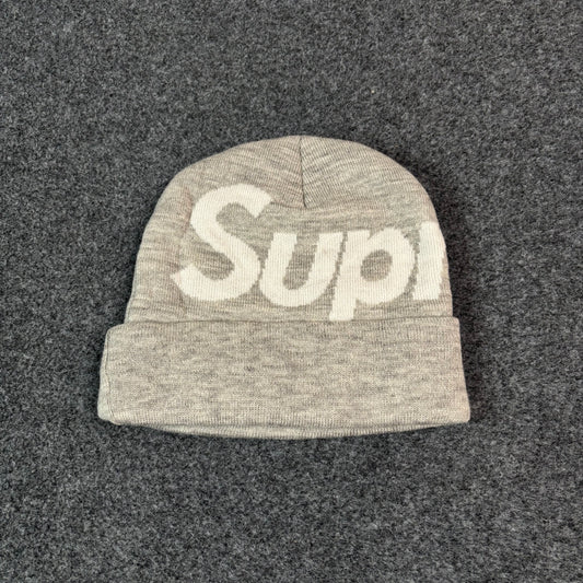 Supreme big logo beanie grey